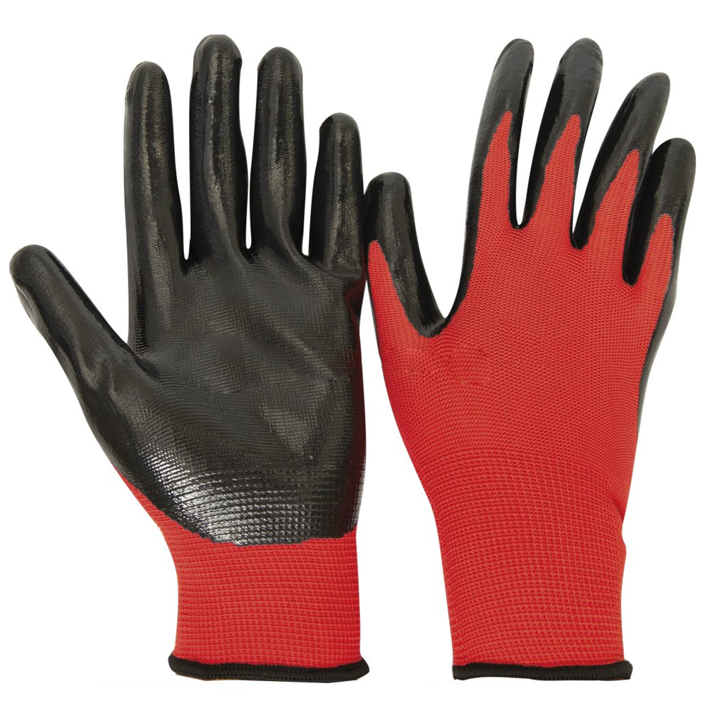 6-Nitrile Coated Glove Black Red - New Quality Ware