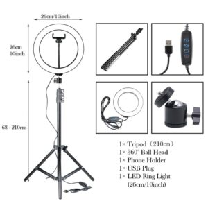 Ring Light With Tripod Stand Phone Holder For iPad Photography Studio Video LED Ring Lamp 5600K With USB Plug For Makeup