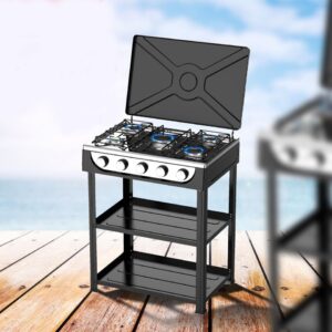 Powerful 5 Burner Gas Stove with Dual Storage Shelves by Starlux