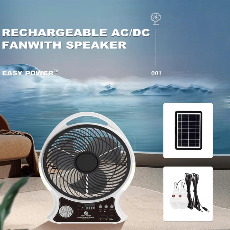 Solar Fan 14″ With Speaker AC/DC - New Quality Ware