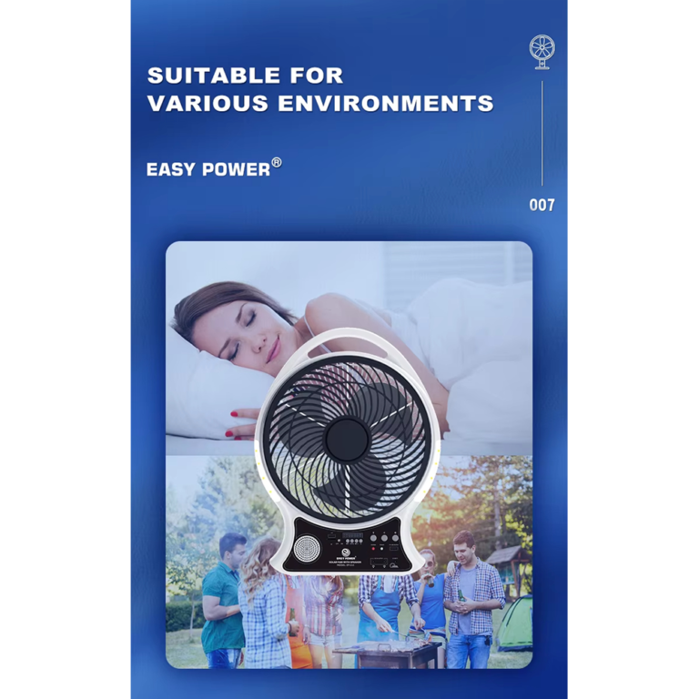 Solar Fan 14″ With Speaker AC/DC - New Quality Ware