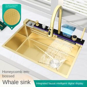 Stainless Steel Waterfall kitchen Sink Gold All Function