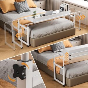 Adjustable Overbed Table with Wheels White [ 120 CM ]