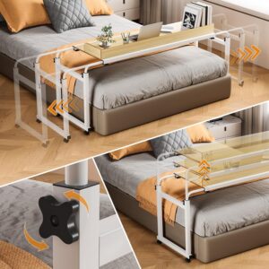 Adjustable Overbed Table with Wheels Wooden [ 120 CM ]