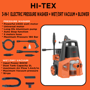 Pressure Washer 2400-W [ 180-Bar ] + Vacuum + Blower